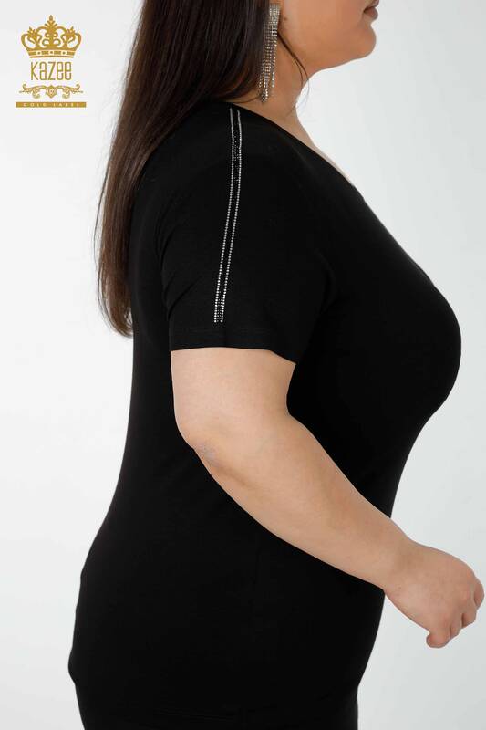 Toptan Kadın Bluz Desenli Siyah - 78925 | KAZEE
