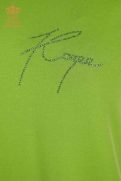 Toptan Kadın Bluz Düğme Detaylı Fıstık Yeşil - 79297 | KAZEE - Thumbnail