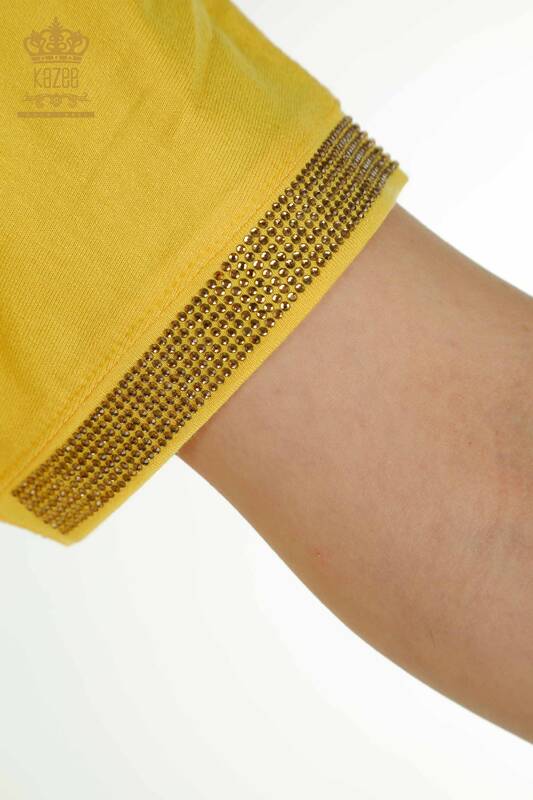 Toptan Kadın Bluz Düğme Detaylı Sarı - 79297 | KAZEE