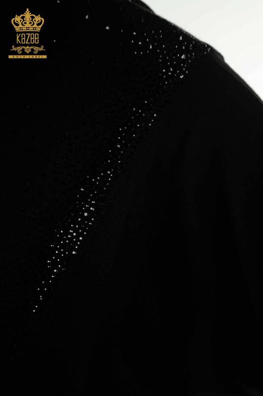Toptan Kadın Bluz İki Cepli Kısa Kol Siyah - 79293 | KAZEE