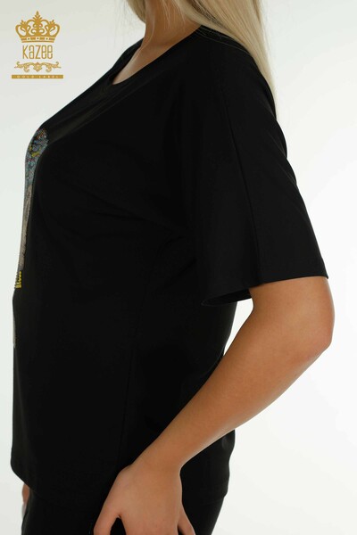Toptan Kadın Bluz Kadın Figürlü Siyah - 79571 | KAZEE - Thumbnail
