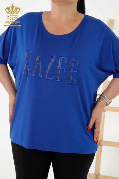 Kazee - Toptan Kadın Bluz Kısa Kol Saks - 78804 | KAZEE (1)