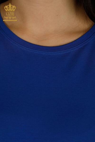 Toptan Kadın Bluz Kısa Kol Saks - 79178 | KAZEE - Thumbnail
