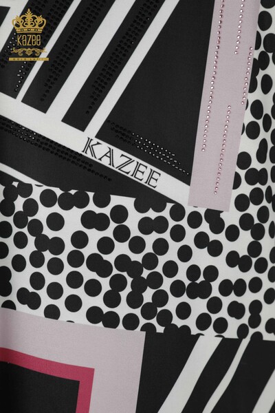 Toptan Kadın Bluz Kısa Kol Siyah - 12043 | KAZEE - Thumbnail