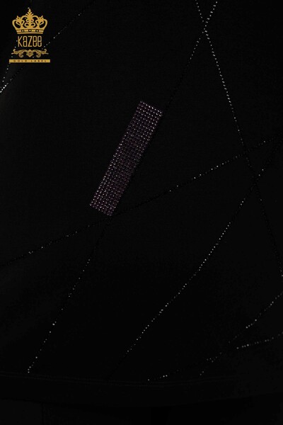 Toptan Kadın Bluz Kısa Kol Siyah - 79288 | KAZEE - Thumbnail