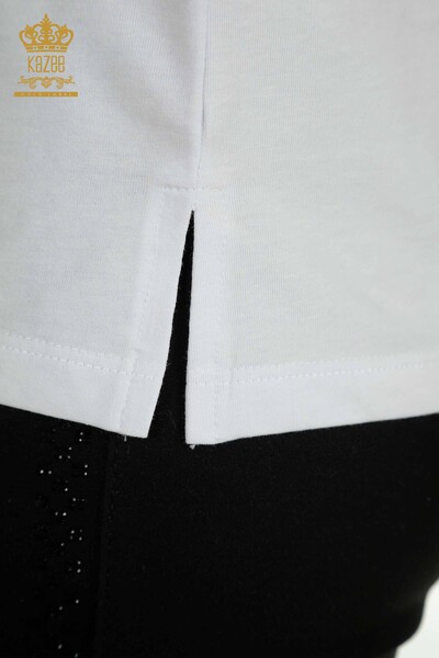 Toptan Kadın Bluz Kısa Kollu Beyaz - 79563 | KAZEE - Thumbnail