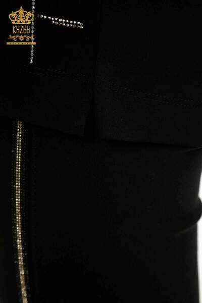 Toptan Kadın Bluz Kısa Kollu Siyah - 79512 | KAZEE - Thumbnail