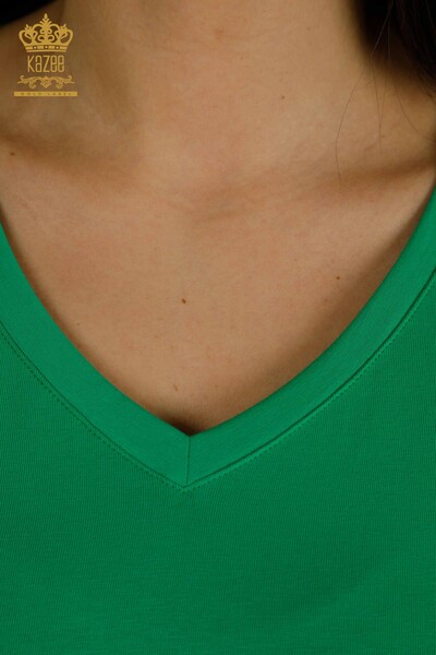 Toptan Kadın Bluz Kısa Kollu Yeşil - 79561 | KAZEE - Thumbnail