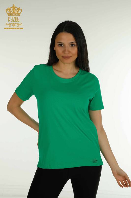 Toptan Kadın Bluz Kısa Kollu Yeşil - 79563 | KAZEE