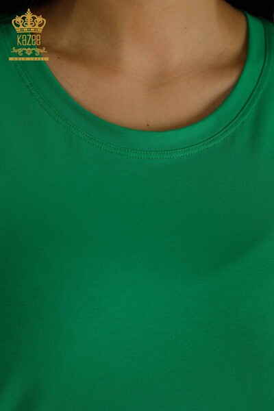 Toptan Kadın Bluz Kısa Kollu Yeşil - 79563 | KAZEE - Thumbnail