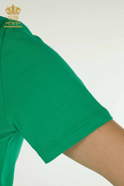Toptan Kadın Bluz Kısa Kollu Yeşil - 79563 | KAZEE - Thumbnail