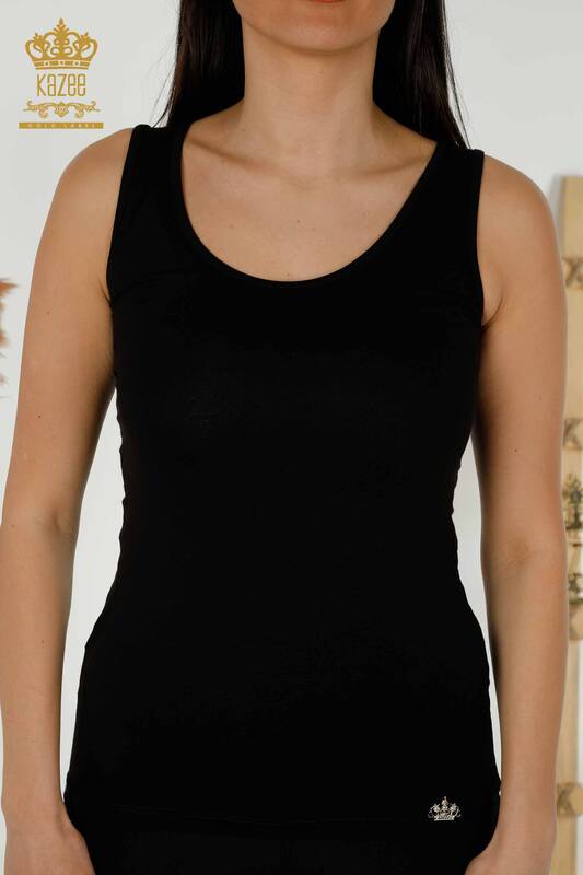 Toptan Kadın Bluz Kolsuz Basic Siyah - 79262 | KAZEE