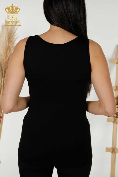 Toptan Kadın Bluz Kolsuz Basic Siyah - 79262 | KAZEE - Thumbnail