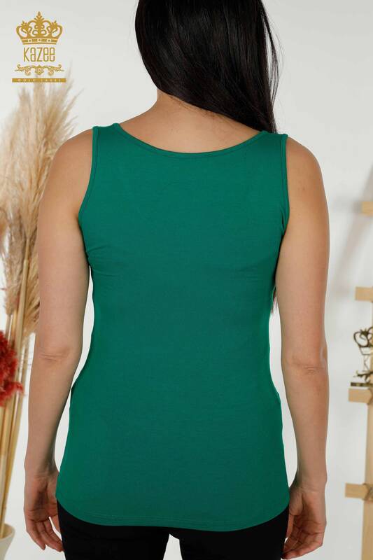 Toptan Kadın Bluz Kolsuz Basic Yeşil - 79262 | KAZEE