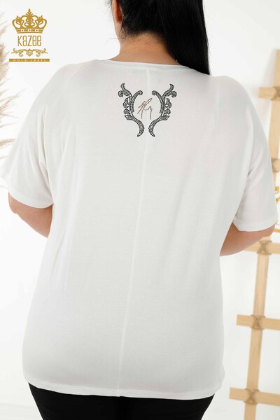 Toptan Kadın Bluz Leopar Desenli Ekru - 77648 | KAZEE - 7