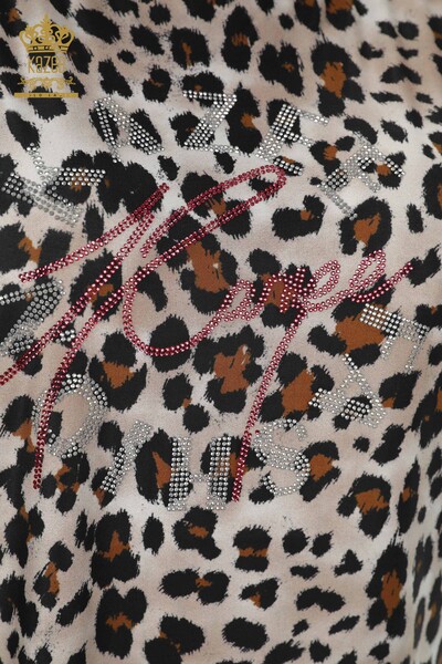 Toptan Kadın Bluz Leopar Desenli Kahve - 77783 | KAZEE - 3