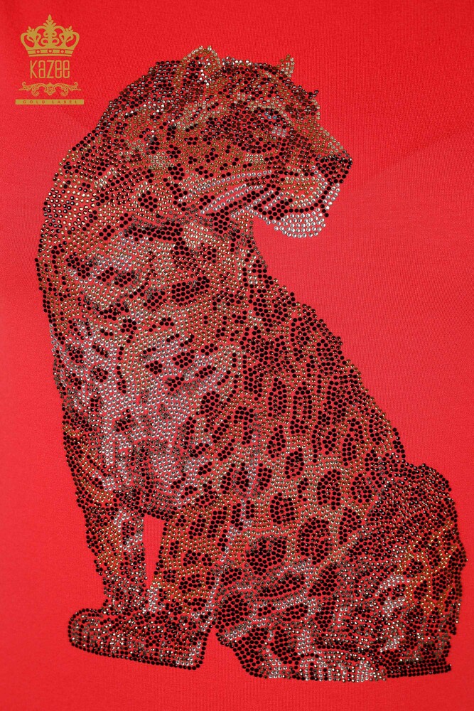 Toptan Kadın Bluz Leopar Desenli Mercan - 78942 | KAZEE - 3