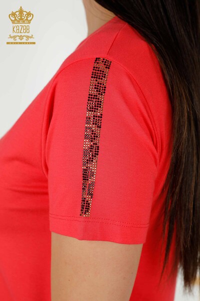 Toptan Kadın Bluz Leopar Desenli Mercan - 78942 | KAZEE - 7