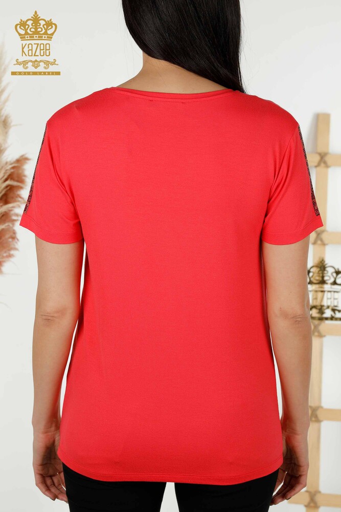Toptan Kadın Bluz Leopar Desenli Mercan - 78942 | KAZEE - 8