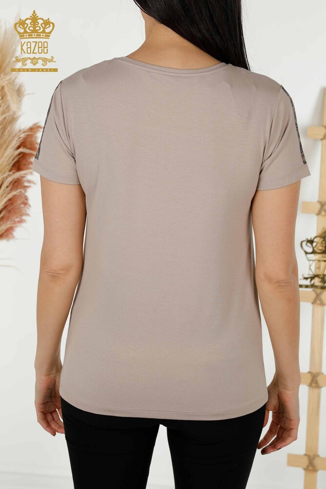 Toptan Kadın Bluz Leopar Desenli Vizon - 78942 | KAZEE - 7