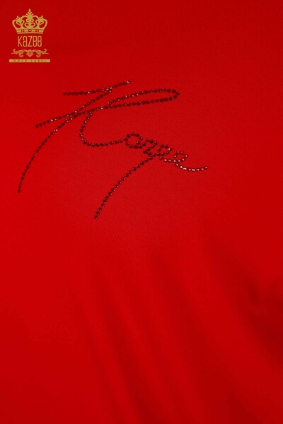 Toptan Kadın Bluz Omuz Detaylı Kırmızı - 79108 | KAZEE - Thumbnail