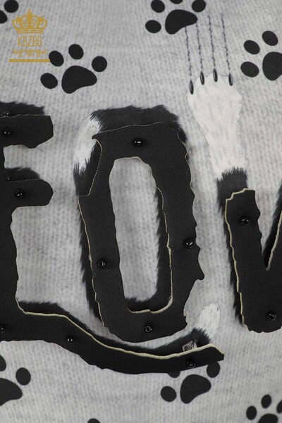 Toptan Kadın Bluz Pati Desenli - 76834 | KAZEE - 4