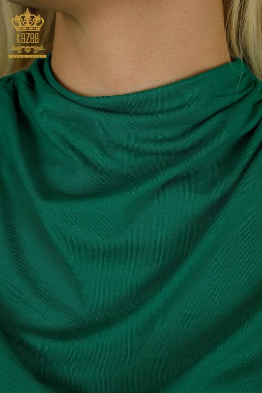 Toptan Kadın Bluz Sıfır Kol Yeşil - 79312 | KAZEE
