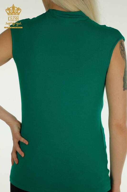Toptan Kadın Bluz Sıfır Kol Yeşil - 79312 | KAZEE
