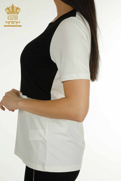 Toptan Kadın Bluz Taş İşlemeli Ekru-Bej - 79529 | KAZEE - Thumbnail