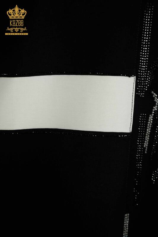 Toptan Kadın Bluz Taş İşlemeli Siyah - 79495 | KAZEE