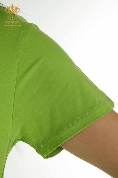 Toptan Kadın Bluz Taş İşlemeli Yeşil - 79365 | KAZEE - Thumbnail