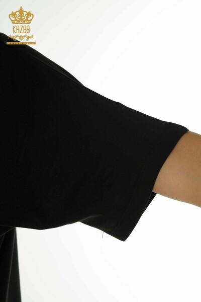 Toptan Kadın Bluz V Yaka Siyah - 79341 | KAZEE - Thumbnail