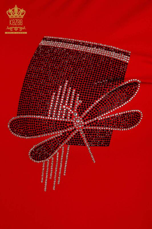 Toptan Kadın Bluz Yusufçuk Detaylı Kırmızı - 79370 | KAZEE