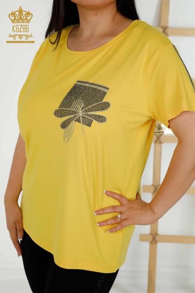 Toptan Kadın Bluz Yusufçuk Detaylı Sarı - 79370 | KAZEE - Thumbnail