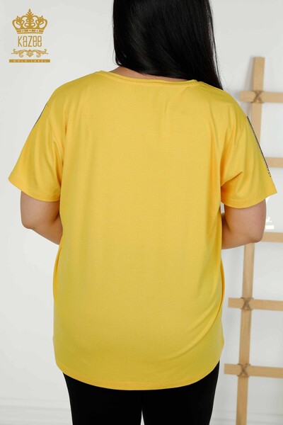 Toptan Kadın Bluz Yusufçuk Detaylı Sarı - 79370 | KAZEE - Thumbnail
