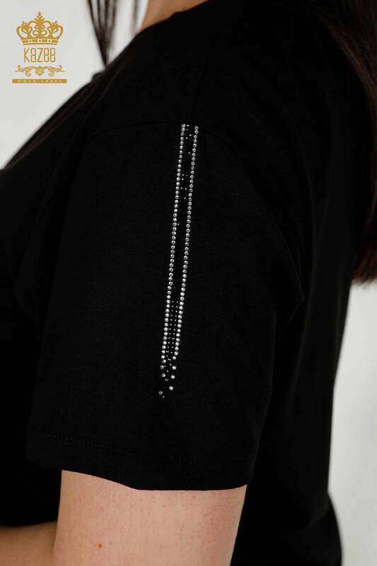 Toptan Kadın Bluz Yusufçuk Detaylı Siyah - 79370 | KAZEE