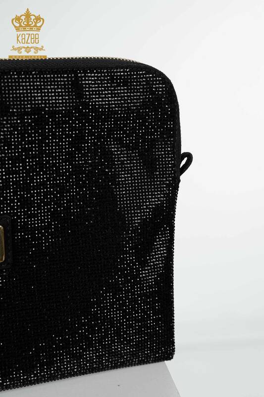 Toptan Kadın Çanta Kristal Taş İşlemeli Siyah - 526 | KAZEE