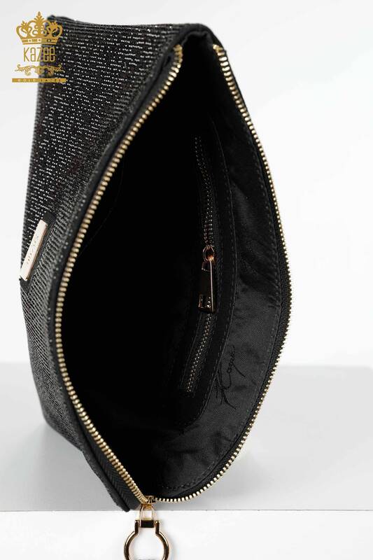 Toptan Kadın Çanta Kristal Taş İşlemeli Siyah - 526 | KAZEE