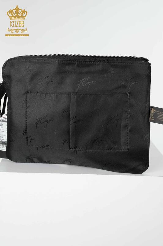 Toptan Kadın Çanta Taş İşlemeli Desenli Siyah - 531 | KAZEE