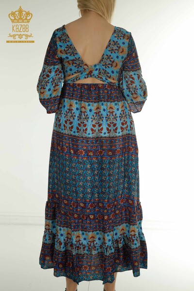 Toptan Kadın Elbise Bağlamalı Mavi - 2404-Style-8 | D - Thumbnail