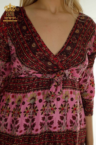 Toptan Kadın Elbise Bağlamalı Pembe - 2404-Style-8 | D - Thumbnail