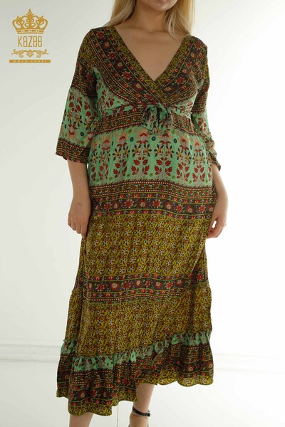 D - Toptan Kadın Elbise Bağlamalı Yeşil - 2404-Style-8 | D (1)