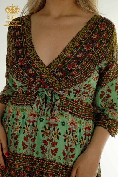 Toptan Kadın Elbise Bağlamalı Yeşil - 2404-Style-8 | D - Thumbnail (2)