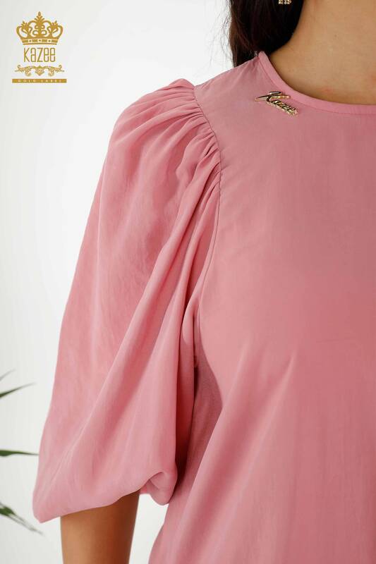 Toptan Kadın Elbise Balon Kol Pudra - 20329 | KAZEE