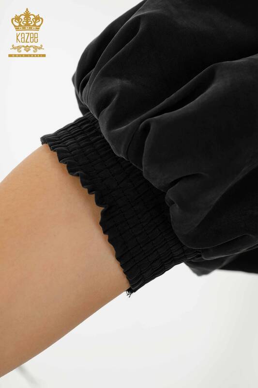 Toptan Kadın Elbise Balon Kol Siyah - 20329 | KAZEE