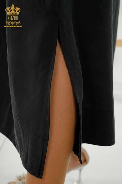 Toptan Kadın Elbise Balon Kol Siyah - 20329 | KAZEE - Thumbnail