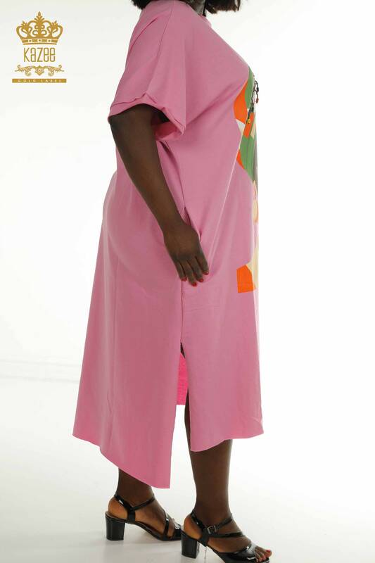 Toptan Kadın Elbise Boncuklu Pembe - 2402-231001 | S&M