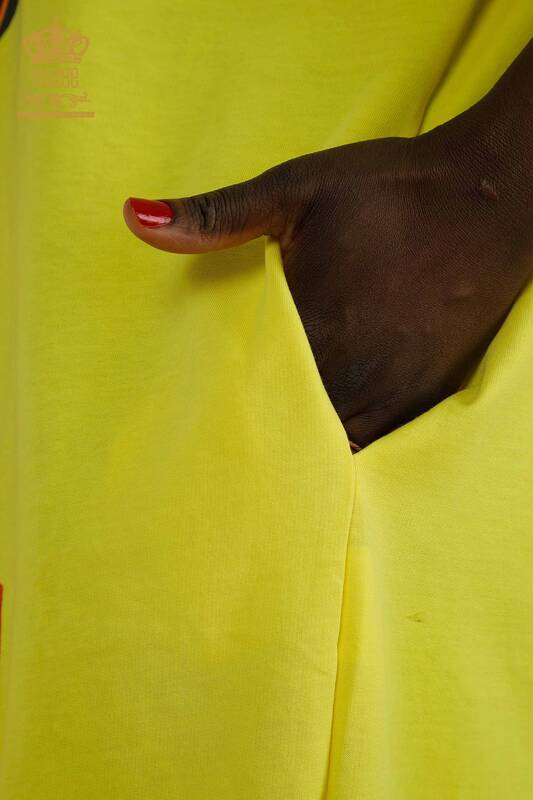 Toptan Kadın Elbise Boncuklu Sarı - 2402-231001 | S&M