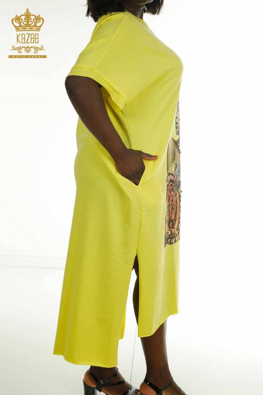 Toptan Kadın Elbise Cep Detaylı Sarı - 2402-231039 | S&M