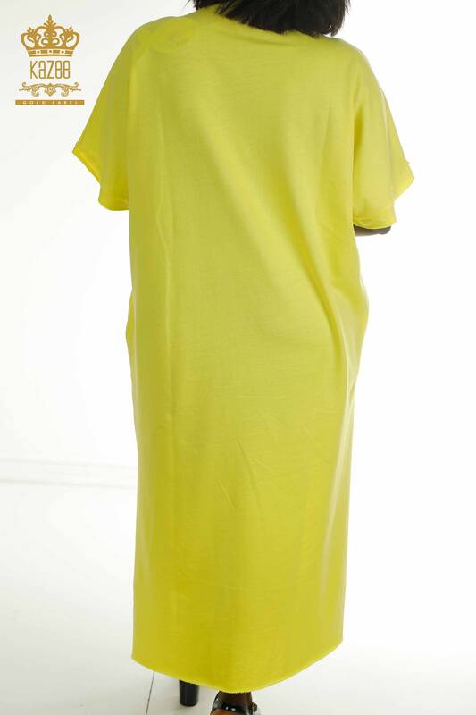 Toptan Kadın Elbise Cep Detaylı Sarı - 2402-231039 | S&M
